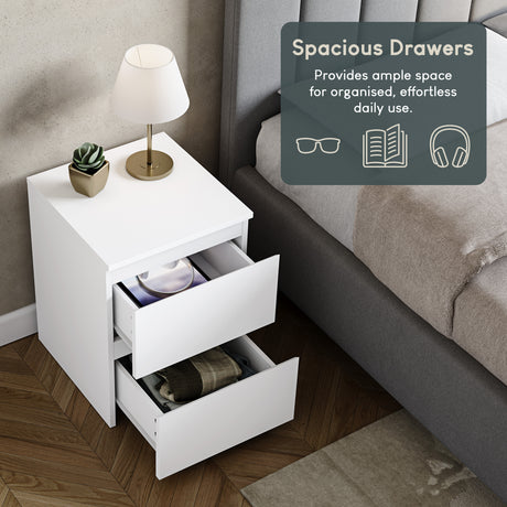 Denver Large Bedside Chest Table, White