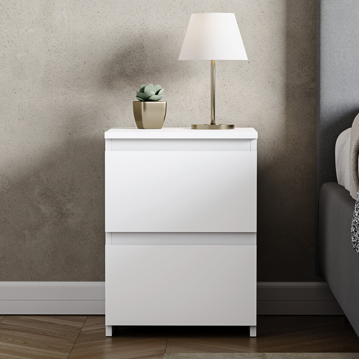Denver Large Bedside Chest Table, White

