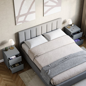 Denver 2-Drawer Large Bedside Chest - Grey
