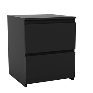 Denver 2-Drawer Large Bedside Chest - Black