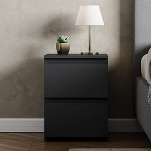 Denver 2-Drawer Large Bedside Chest - Black