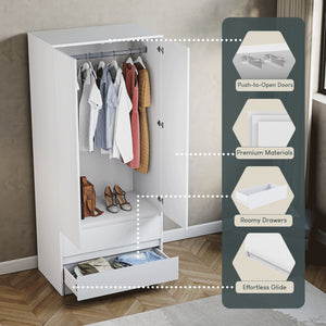 Denver 2 door 2 drawer wardrobe, White

