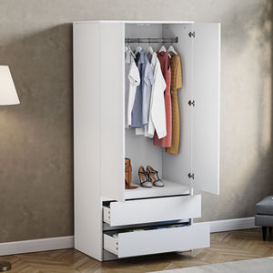 Denver 2 door 2 drawer wardrobe, White

