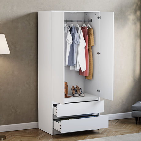Denver 2 door 2 drawer wardrobe, White
