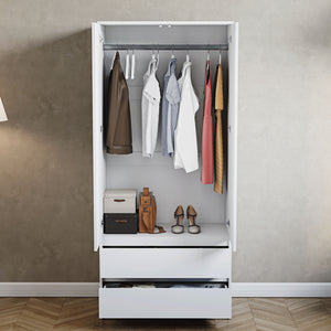 Denver 2 door 2 drawer wardrobe, White
