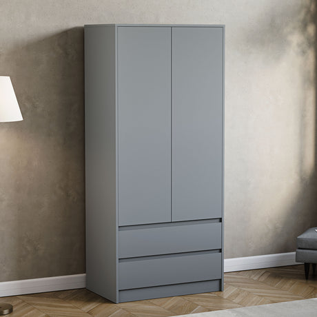 Denver 2 door 2 drawer wardrobe, Grey