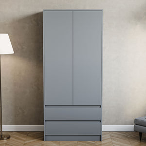 Denver 2 door 2 drawer wardrobe, Grey
