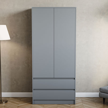 Denver 2 door 2 drawer wardrobe, Grey
