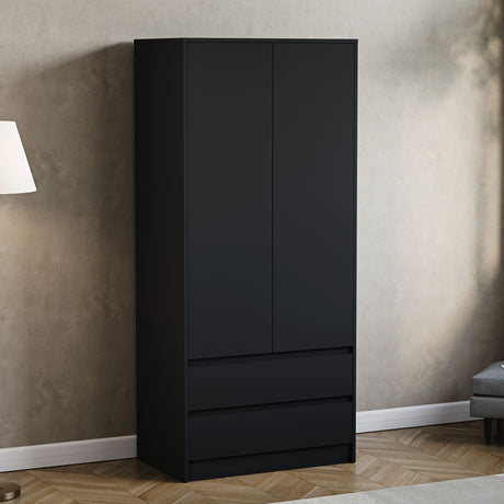 Denver 2 door 2 drawer wardrobe, Black