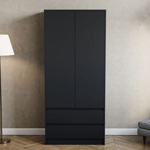 Denver 2 door 2 drawer wardrobe, Black
