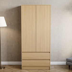 Denver 2-Door 2-Drawer Wardrobe, Pine