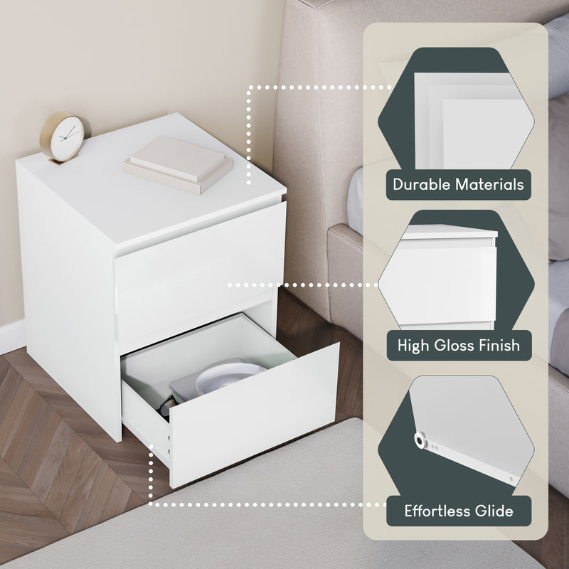 Glinton 2-Drawer Bedside Chest - White (FSC 100%)