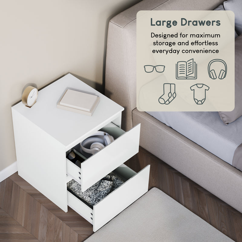 Glinton 2-Drawer Bedside Chest - White (FSC 100%)