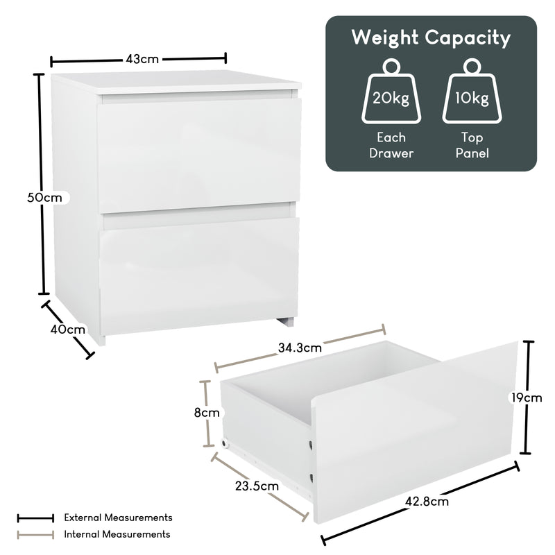 Glinton 2-Drawer Bedside Chest - White (FSC 100%)