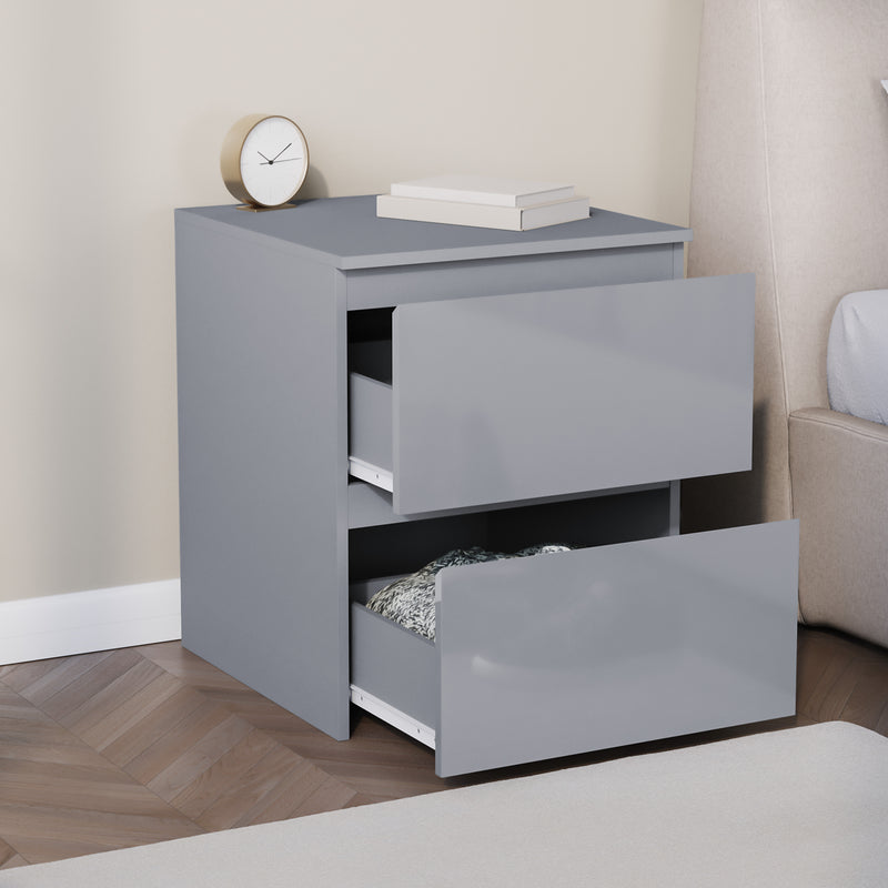 Glinton 2-Drawer Bedside Chest - Grey (FSC 100%)