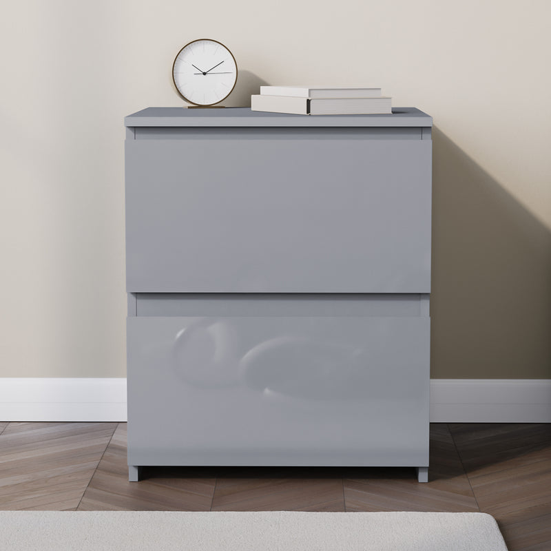 Glinton 2-Drawer Bedside Chest - Grey (FSC 100%)