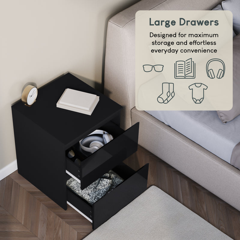 Glinton 2-Drawer Bedside Chest - Black (FSC 100%)