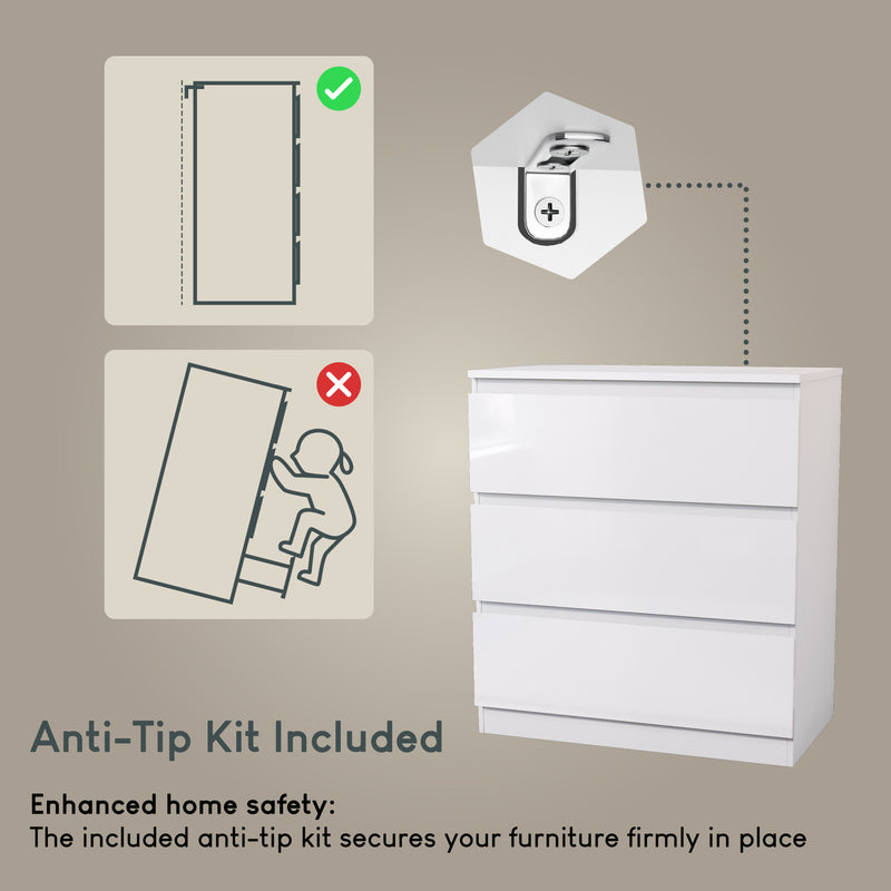 Glinton 3-Drawer Chest, White (FSC 100%)