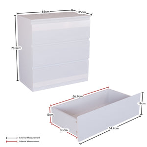 Glinton 3-Drawer Chest, White