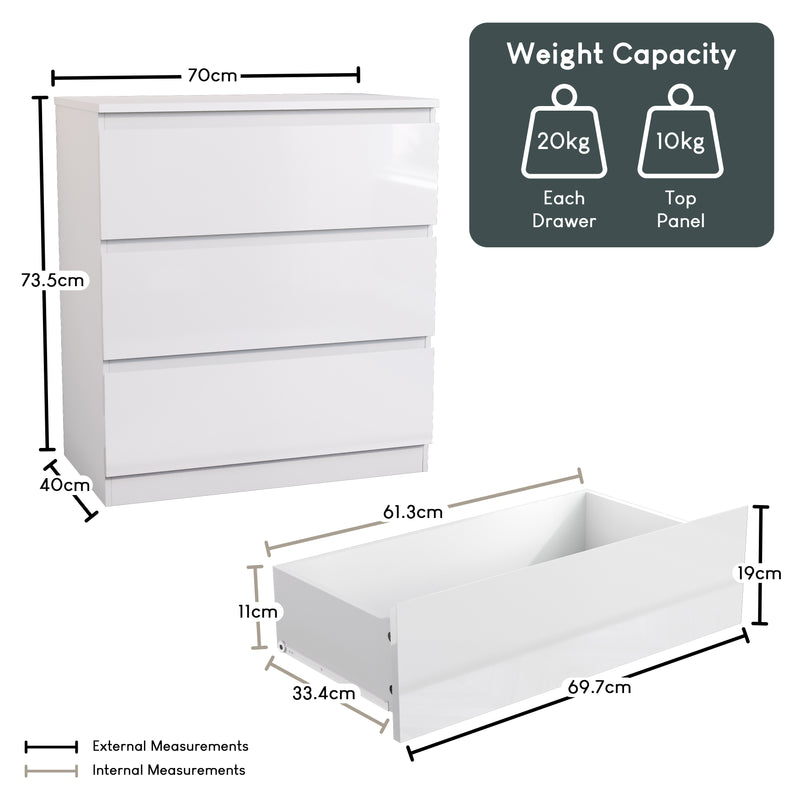 Glinton 3-Drawer Chest, White (FSC 100%)