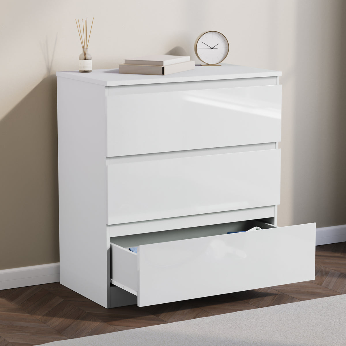 Glinton 3-Drawer Chest, White
