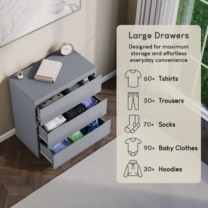 Glinton 3-Drawer Chest, Grey (FSC 100%)