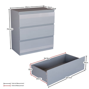 Glinton 3-Drawer Chest, Grey (FSC 100%)
