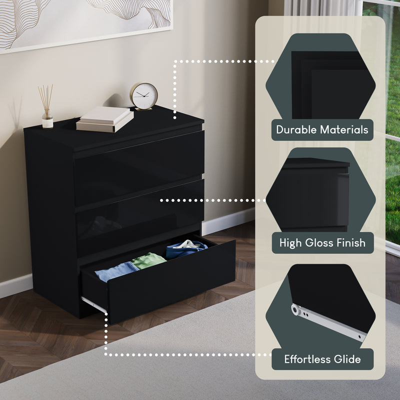 Glinton 3-Drawer Chest, Black (FSC 100%)