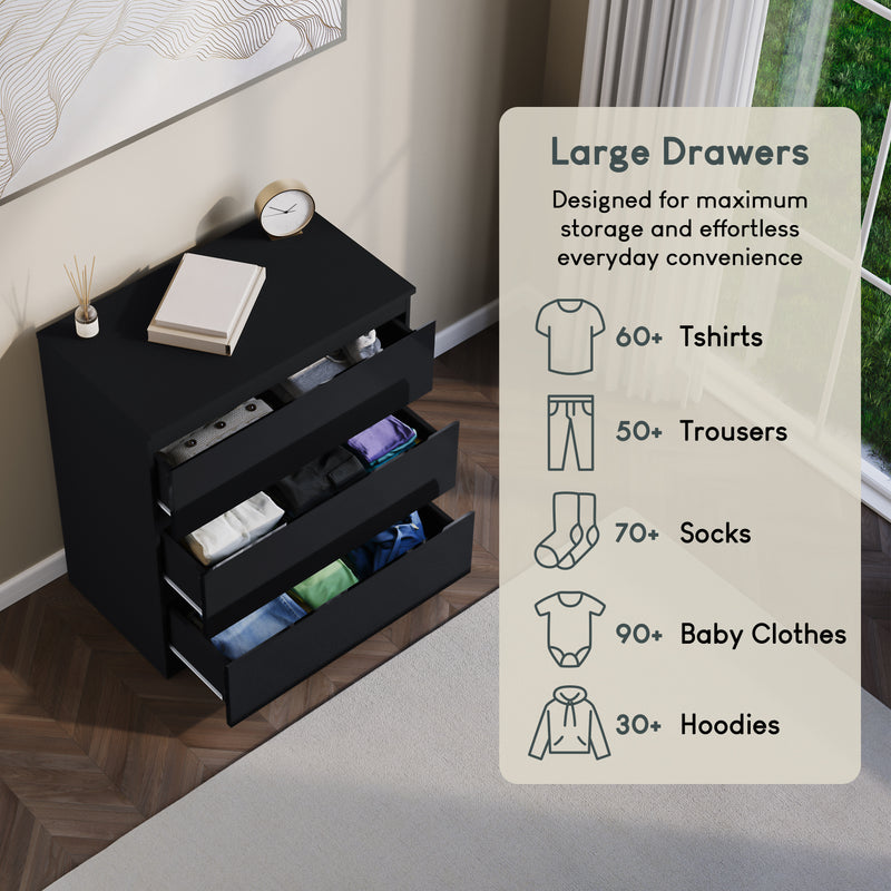 Glinton 3-Drawer Chest, Black (FSC 100%)