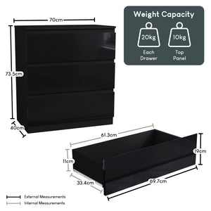 Glinton 3-Drawer Chest, Black (FSC 100%)