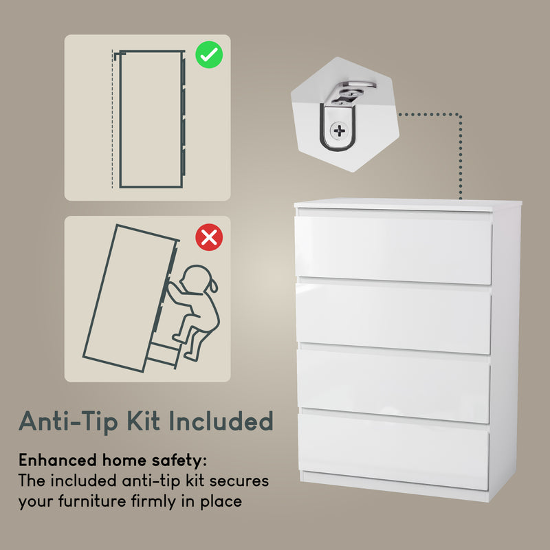 Glinton 4-Drawer Chest, White (FSC 100%)