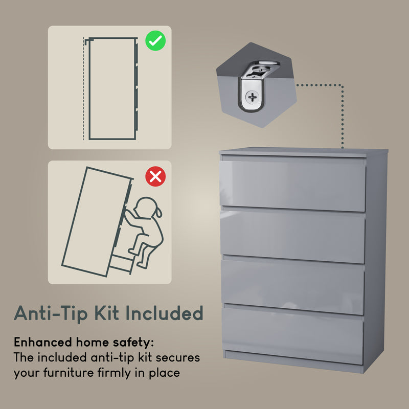 Glinton 4-Drawer Chest, Grey (FSC 100%)