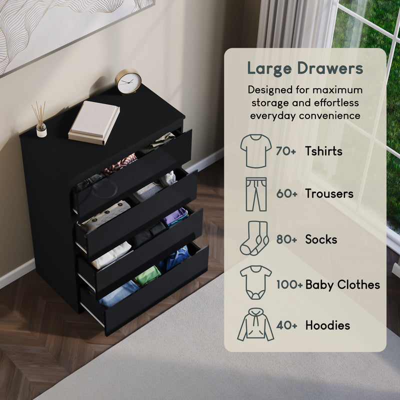 Glinton 4-Drawer Chest, Black (FSC 100%)