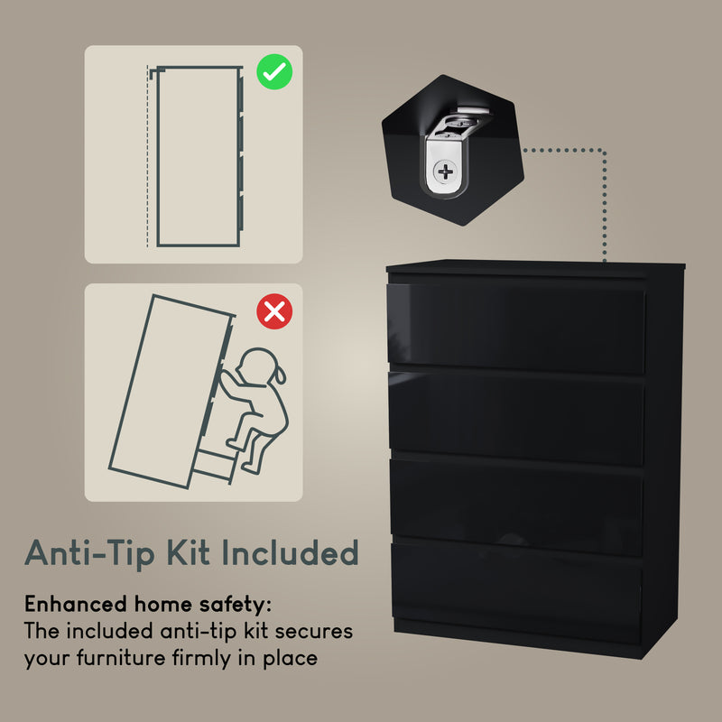 Glinton 4-Drawer Chest, Black (FSC 100%)