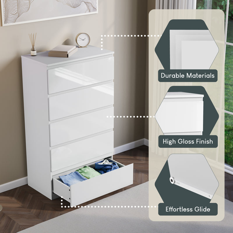 Glinton 5-Drawer Chest, White (FSC 100%)