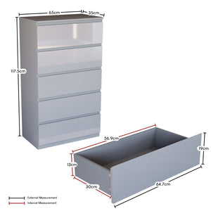 Glinton 5-Drawer Chest, Grey (FSC 100%)
