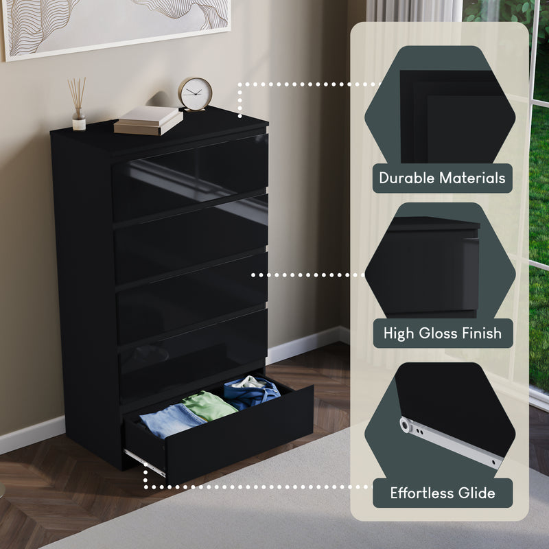 Glinton 5-Drawer Chest, Black (FSC 100%)