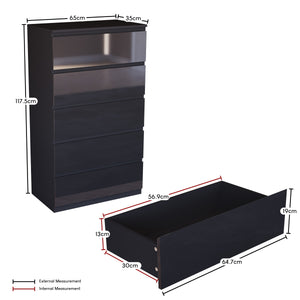Glinton 5-Drawer Chest, Black (FSC 100%)