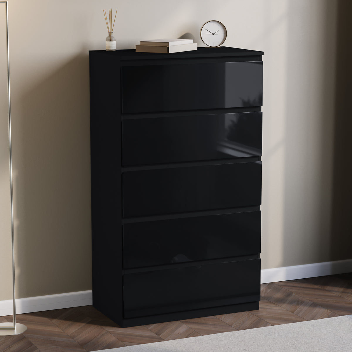 Glinton 5-Drawer Chest, Black (FSC 100%)