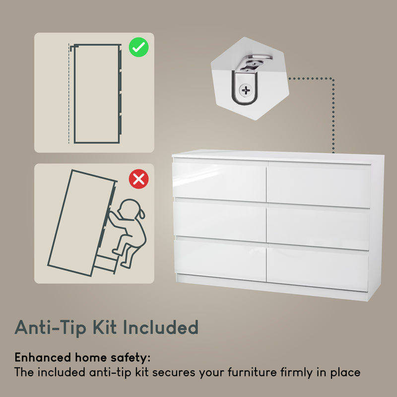 Glinton 6-Drawer Chest, White (FSC 100%)