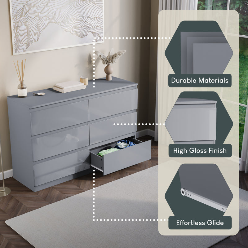 Glinton 6-Drawer Chest, Grey (FSC 100%)