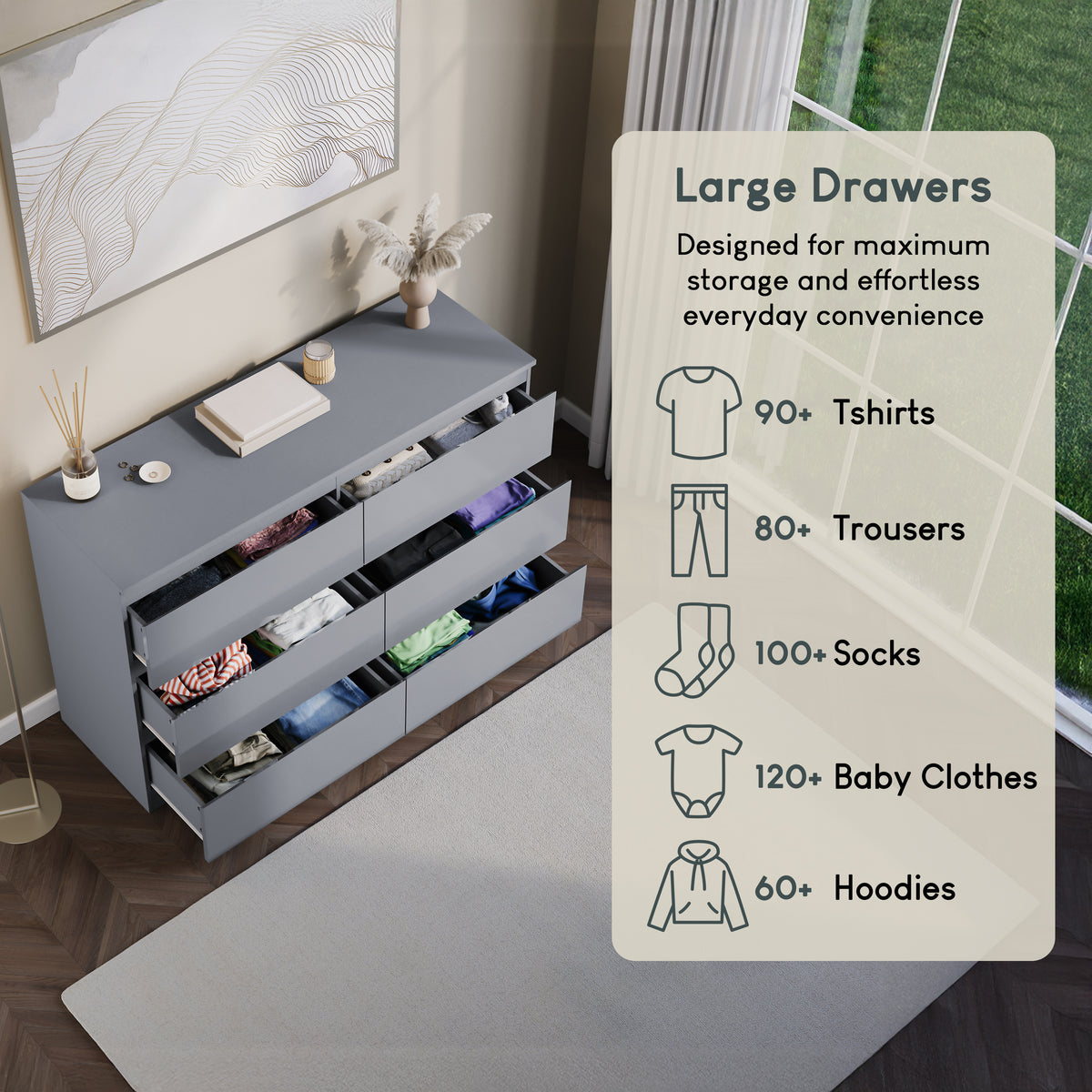 Glinton 6-Drawer Chest, Grey (FSC 100%)