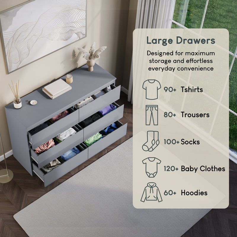 Glinton 6-Drawer Chest, Grey (FSC 100%)