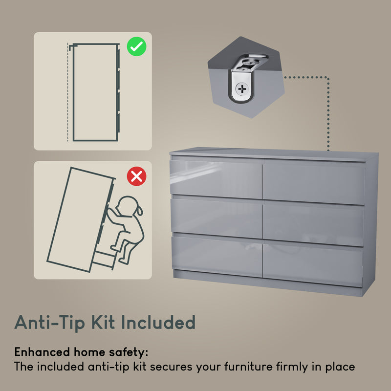 Glinton 6-Drawer Chest, Grey (FSC 100%)