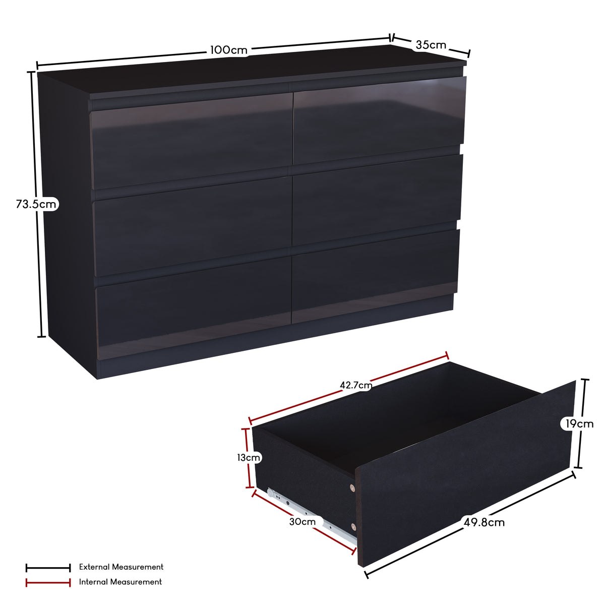 Glinton 6-Drawer Chest, Black (FSC 100%)