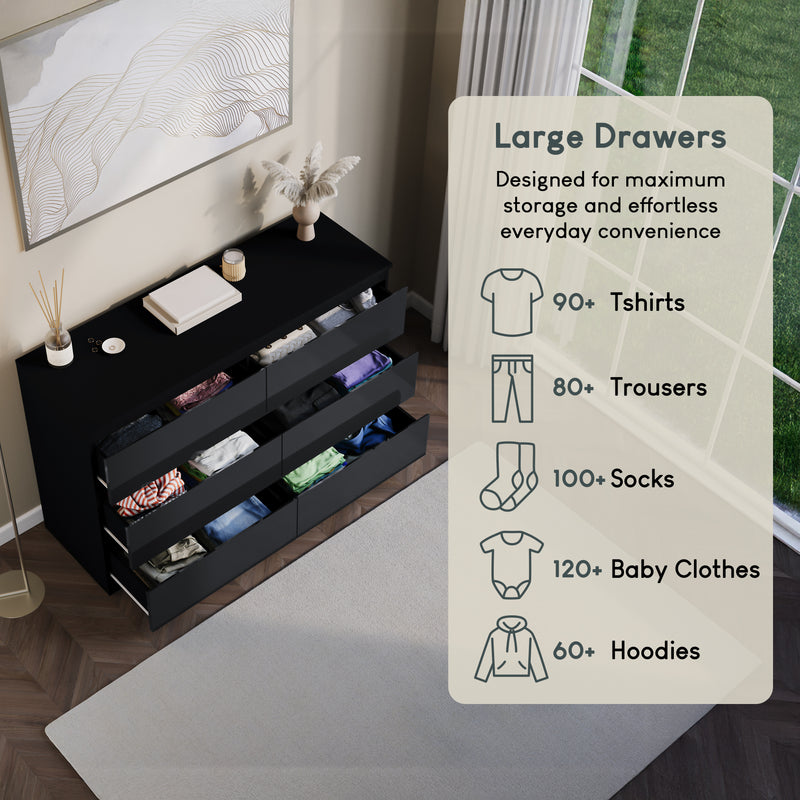 Glinton 6-Drawer Chest, Black (FSC 100%)