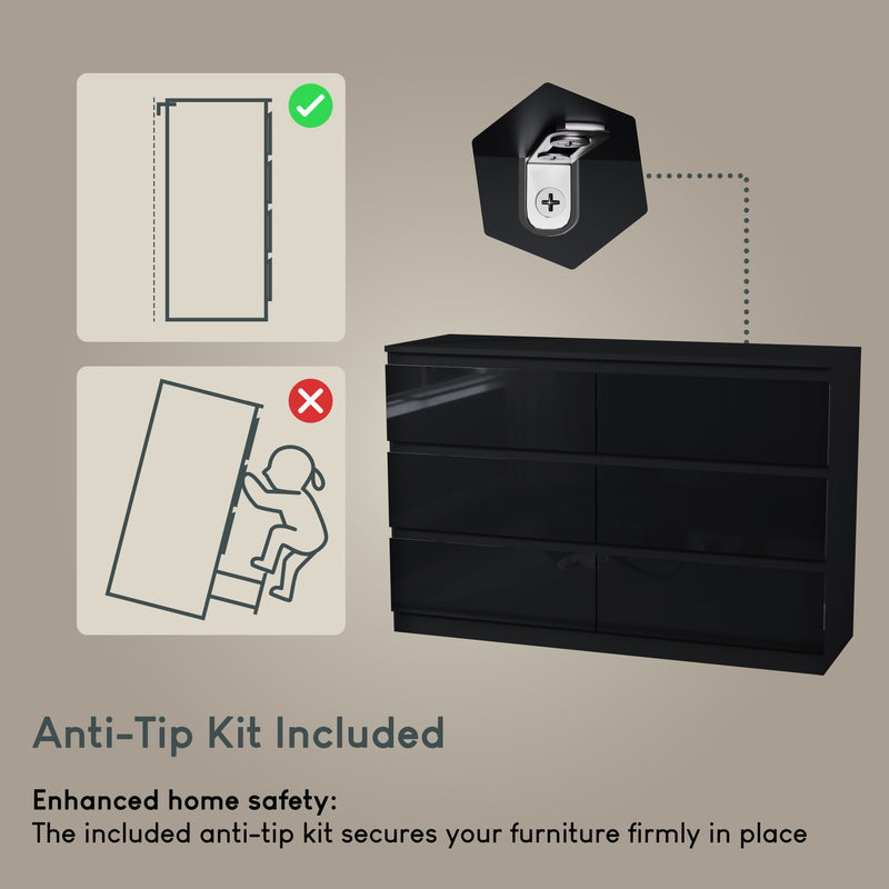 Glinton 6-Drawer Chest, Black (FSC 100%)