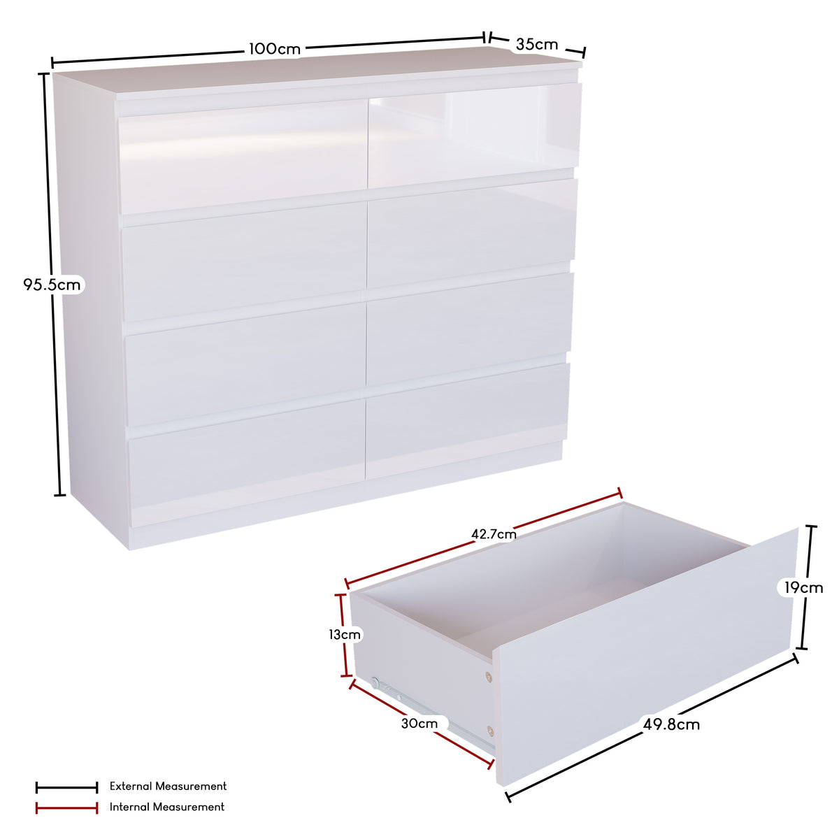Glinton 8-Drawer Chest, White (FSC 100%)