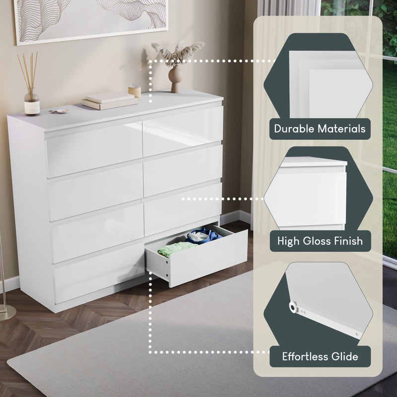 Glinton 8-Drawer Chest, White (FSC 100%)