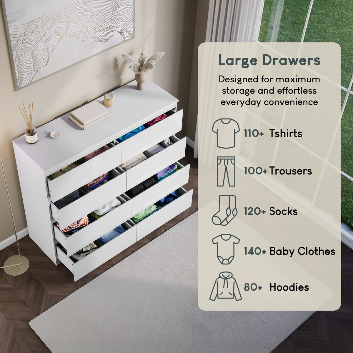Glinton 8-Drawer Chest, White (FSC 100%)